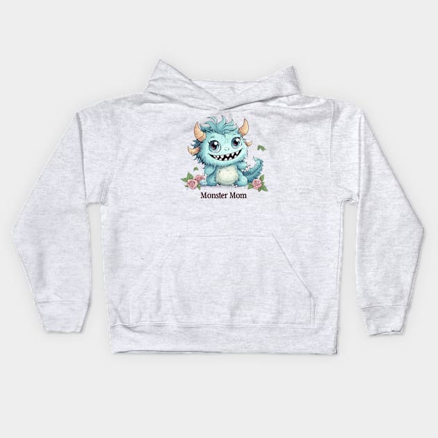 Cute Monster Mom Kids Hoodie by Obotan Mmienu